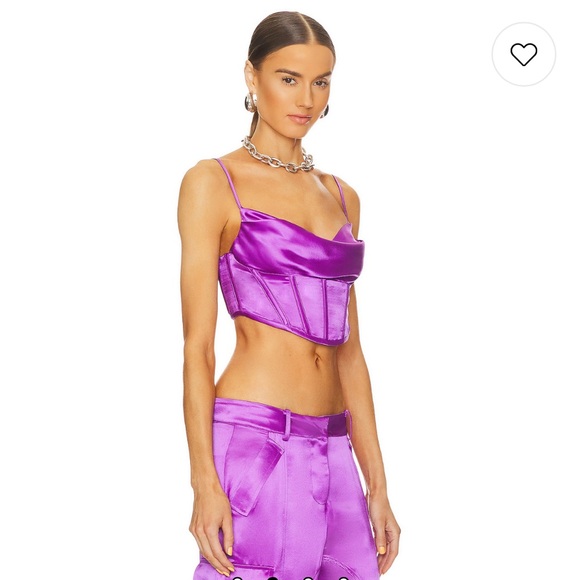 Retrofete Celia Corset Cropped Tank Top in Orchid Purple Size Small - Picture 2 of 12